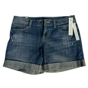 LC Lauren Conrad Denim Shorts Size 4 Cuffed Distressed Mid Rise Blue Jean NWT